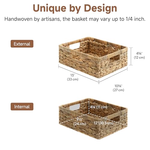 Image of StorageWorks Water Hyacinth Pantry Baskets for Organizing, Natural, 1-Pack