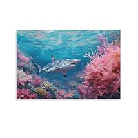 Amazon.co.jp: 絵画 珊瑚海を通過するサメインテリア 絵画 超リアルな