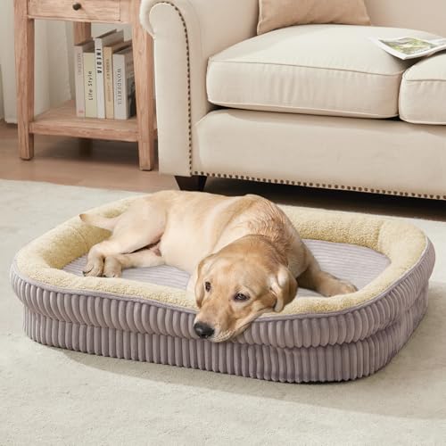 DEBANG HOME Orthopedic Dog Bed for Medium, Large Dogs Breeds, High Density Egg Crate Foam Dog Sofa Beds with Four Sided Bolster,Oval Kennel Bed, Pet Couch Bed,Removable Washable Cover& Non-Slip Bottom