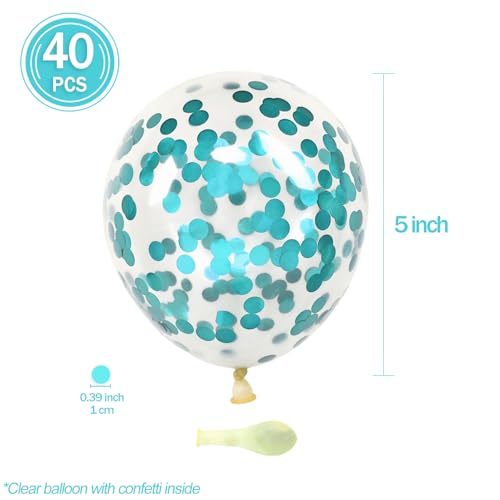Image of Teal Blue Confetti Balloons, 40 Pcs 5 Inch Clear Balloons with Confetti Inside for Birthday Party Graduation Engagement Cake Topper Decor Bridal Shower Baby Shower Decoration Supplies