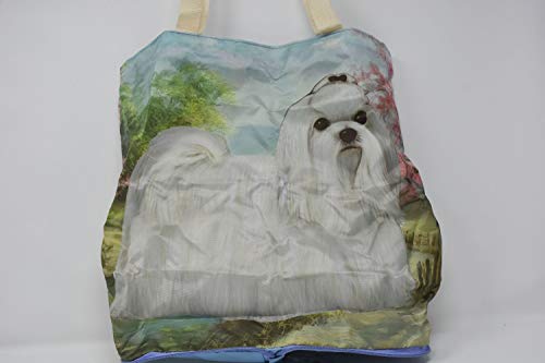 Maltese Foldable Tote Bag - Durable and Waterproof - Zippered Tote for Women - Amazing Art - Perfect for Maltese Owners2