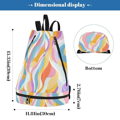 Modern Anstract Colorful Art Drawstring drawstring bag beach drawstring gym bag with Wet Dry Compartments3