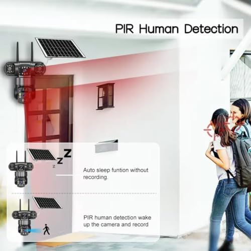 Image of TP PLUS V380PRO Outdoor Solar Security Camera, 12MP Triple Lens, PTZ, PIR Motion Detection, Battery Powered, 4G SIM,| Wireless Home Security Camera with Mobile App| HD Night Vision | Motion Detection