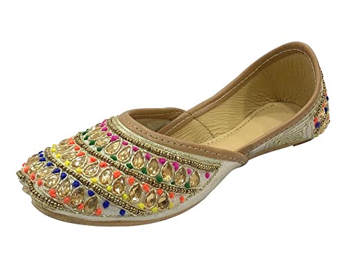 Punjabi Juttis for Girls Toddler/Little Kid/Big Kid Formal Beaded Shoes Multi Ethnic Girls Jutti Party Flats Mojaris Shoes