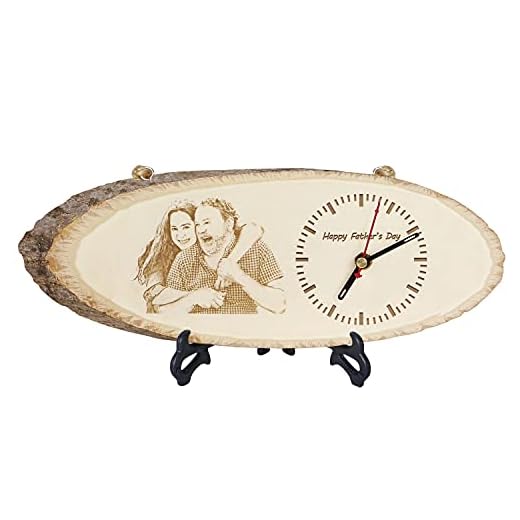 Personalisierbare Holz-Wanduhr Mit Foto, Holz Verbrannt, Schreibtisch-Foto-Uhr, Küche, Büro, Dekorative Uhren, Personalisierte Geschenke Für Papa