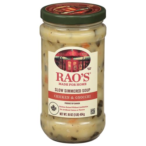 Image of Rao's Made for Home Chicken Gnocchi Soup, 16oz, Real Vegetables, Traditional Italian Heat and Serve Soup (Pack of 4)