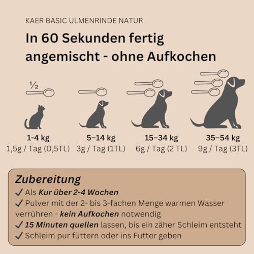 kaer basic Amerikanische Ulmenrinde für Hunde & Katzen 100g – Slippery Elm Bark Pulver – Ohne Aufkochen & Sofort löslich… – Ansicht 4