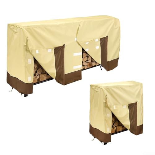 Cubierta de leña, tela Oxford 210D impermeable para exteriores, cubierta de lluvia para cobertizo de leña, cubierta resistente al viento para protección de almacenamiento de troncos (4 pies)