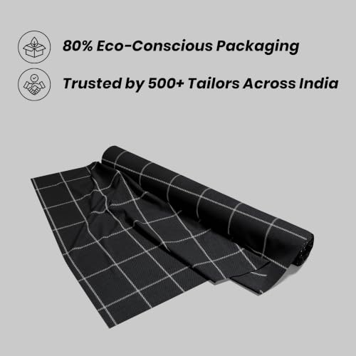 Image of BIGREAMS Unstitched Checkered Suiting Luxury Pants Fabric for Men - 1.5 Meter Pant Piece | Premium Blended Material | Soft Finish | Ideal for Formal Trousers