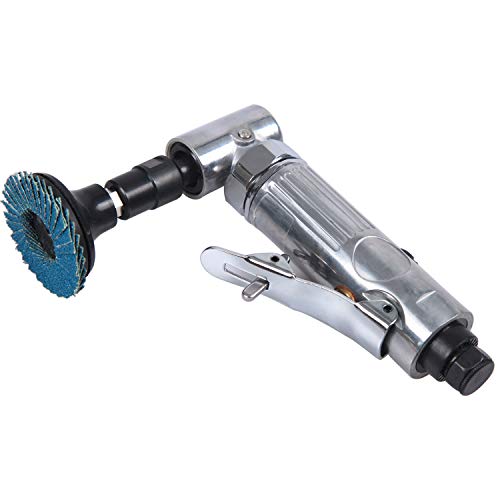 1/4 Inch Angle Air Die Grinder,20000 Rpm, 90 Degree Angled Air Die Grinder,With 4 Pcs 2" Roll Lock Sanding Discs, Polished Color Pneumatic Angle Die Grinder #TOP1