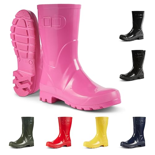 JUJU Womens Boots, Waterproof Ladies Wellies, Comfy and Stylish Fit, Easy Slip On, Womens Wellington Boots UK Sizes 3-8