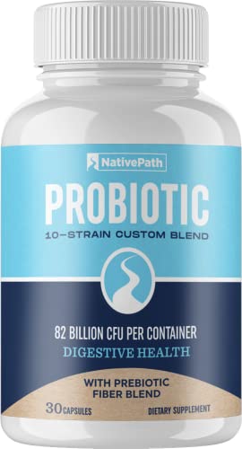 NativePath Daily Probiotic - 10-Strain Custom Blend Digestive and Immune System Support - 30-Day Supply - 50 Billion CFUs - High Potency with Prebiotic Fiber - Professional Grade - Premium Quality