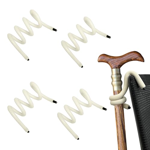 Soportes flexibles para bastones - ganchos para el almacenamiento de bastones para sujetar las muletas a las sillas a los accesorios de contacto de muletas, andadores, scooters móviles, 4