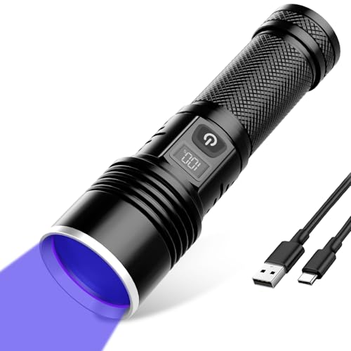 Tremdwoto 365nm UV Blacklight Flashlight Rechargeable - 7000mAh 20W Hight Power LED Ultraviolet Light, Blacklight for Pet Urine Detection, Resin Curing, Rock Hunting, Scorpions & Outdoor Use