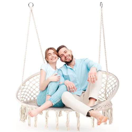 Outtec® XXL Hängesessel Outdoor - bis 200 kg, Hängeschaukel Zweir Personen - 2-Sitzer Sessel zum Aufhängen - Hängekorb, Gartenschaukel, Schaukel für Garten, Terrasse, Balkon - Boho Outtec® XXL Hängesessel Outdoor - bis 200 kg, Hängeschaukel Zweir Personen - 2-Sitzer Sessel zum Aufhängen - Hängekorb, Gartenschaukel, Schaukel für Garten, Terrasse, Balkon - Boho