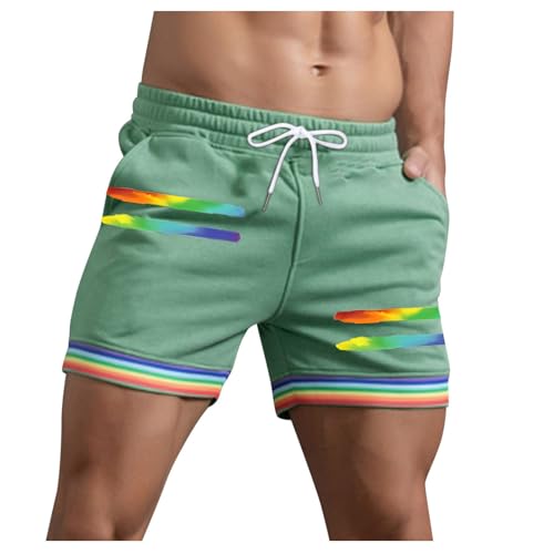 Short de bain LGBT arc-en-ciel en patchwork de couleurs néon vibrantes K610