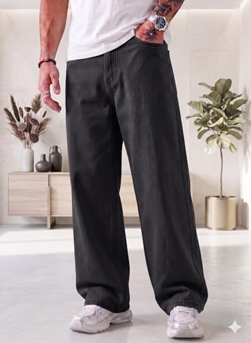 Buy ROTUS BLUE Loose Fit Mid Rise Dark Grey Men Denim Jeans - Image 2