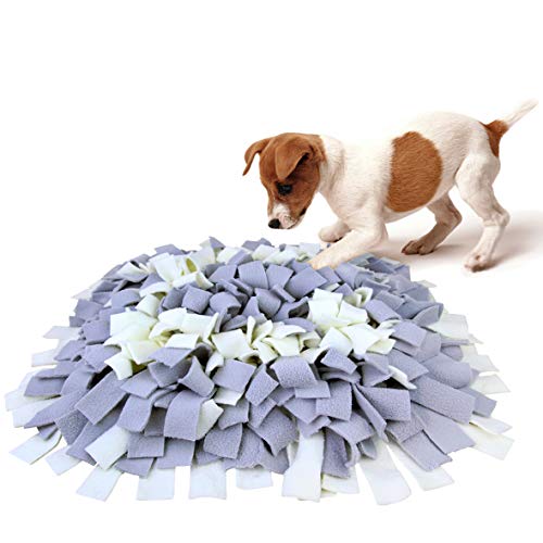 AK KYC Snuffle Mat for Dogs, Dog Feeding Mat, Dog Puzzle Enrichment Toys, Nosework Slow Feeding Training, Encourages Natural Foraging Skills, Perfect for Any Breed Stress Relief, Gray&White