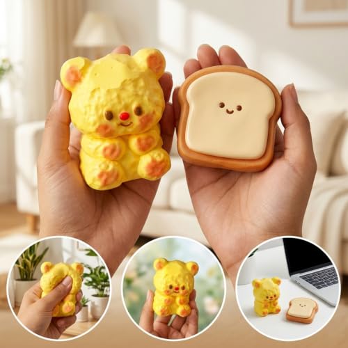 Image of PATPAT 2Pcs Slow Rise Squishy Toy Fidget Toys, Taba Squishy | Office Stress Relief Squishies Stress Ball Sensory Toy for Adults Anxiety Relief, Ideal Birthday Return Gift & Party Favors