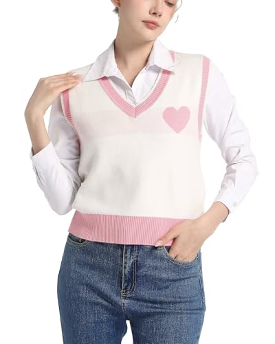 Womens Sweater Vest Cable Knit Top Pullover Tank Sleeveless V Neck Color Block Striped Classical2