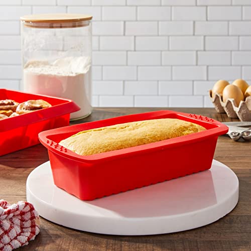 Juvale-4-Piece-Red-Silicone-Bakeware-Set-with-Square-Brownie-Pan-Bread-Loaf-Round-Cake-and-Pie-Pans-Easy-to-Clean-and-Multipurpose-Baking-Essentials-Kit-Nonstick