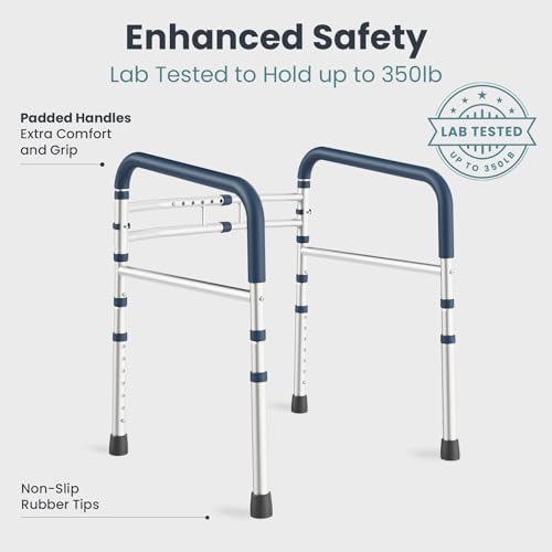 PELEGON Toilet Safety Rails (350 lb) - Adjustable Toilet Safety Frame & Rails, Toilet Safety Rail for Elderly Adults, Toilet Handles for Seniors, Toilet Bars for Elderly & Handicap
