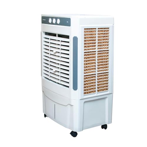 Image of Kelvinator Commercial Air Cooler 90L KCD-90001MGRP Desert Air Cooler (Grey & White) | Heavy-Duty Double Metal Ball Bearing Motor | 3-Side Honeycomb Pads | Auto Swing | Castor Wheels