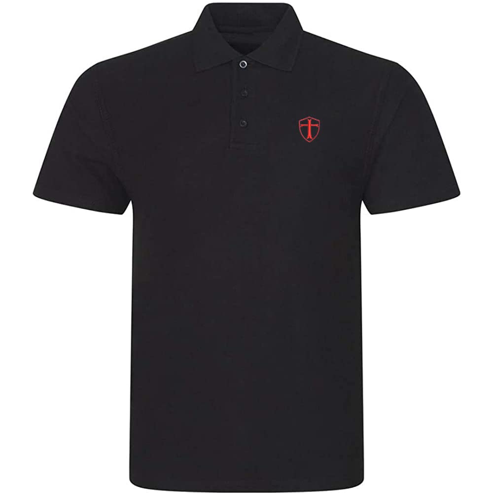Men's Casual Polo Shirt Knights Templar Shield Red Cross Embroidered Short Sleeve Golf Polo-Shirt