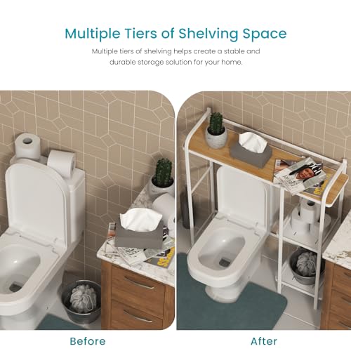 Image of Home Zone Living Over-the-Toilet Bathroom Storage Cabinet Organizer