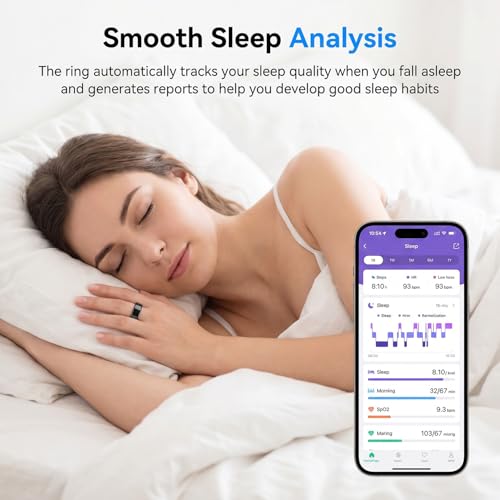 Smart Ring, Wearable Health Monitor & Fitness Tracker for Men and Women, Air-Light Wireless Monitoring Device for Workout, Sleep and Heart Rate (Black, 8) - Image 8