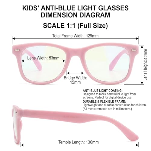 Image of Kids Blue Light Blocking Glasses Rectangle Digital Boys Girl Age for 5-12
