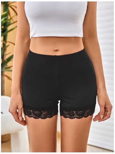Image of MakeMeChic Women's Summer Lace Trim Shorts Biker Under Dresses