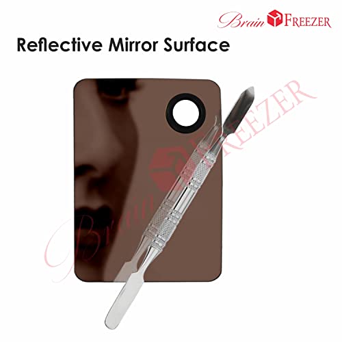 Image of Brain Freezer Shiny Makeup Palette With Stainless Steel Square Shape Spatula, Rose Golden 100 g