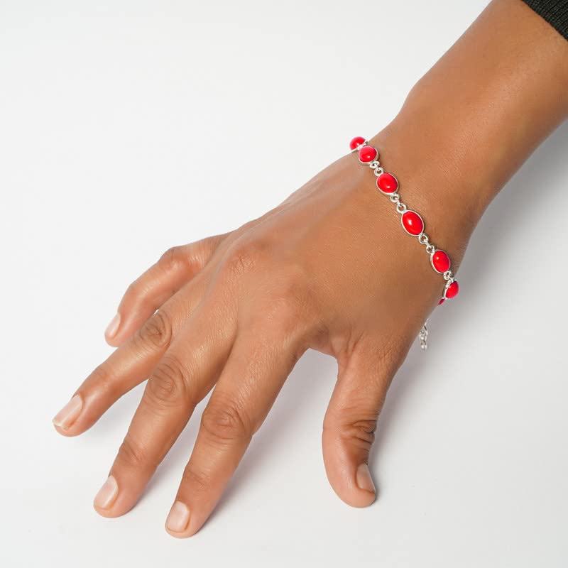 Miniatura 2 de Coral Stone Bracelet, Link Adjustable Bracelet, Silver Overlay Bracelet, Gemstone Bracelet, Handmade Jewelry, bezel Bracelets, Gift For her,