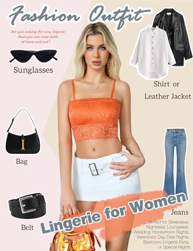 Image of Avidlove Bralettes for Women Lace Spaghetti Strap Tank Top Tube Slim Basic Camisole