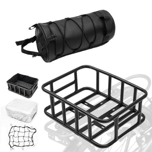 T TGBROS 6-in-1 Bike Basket Rear Rack with Bike Handlebar