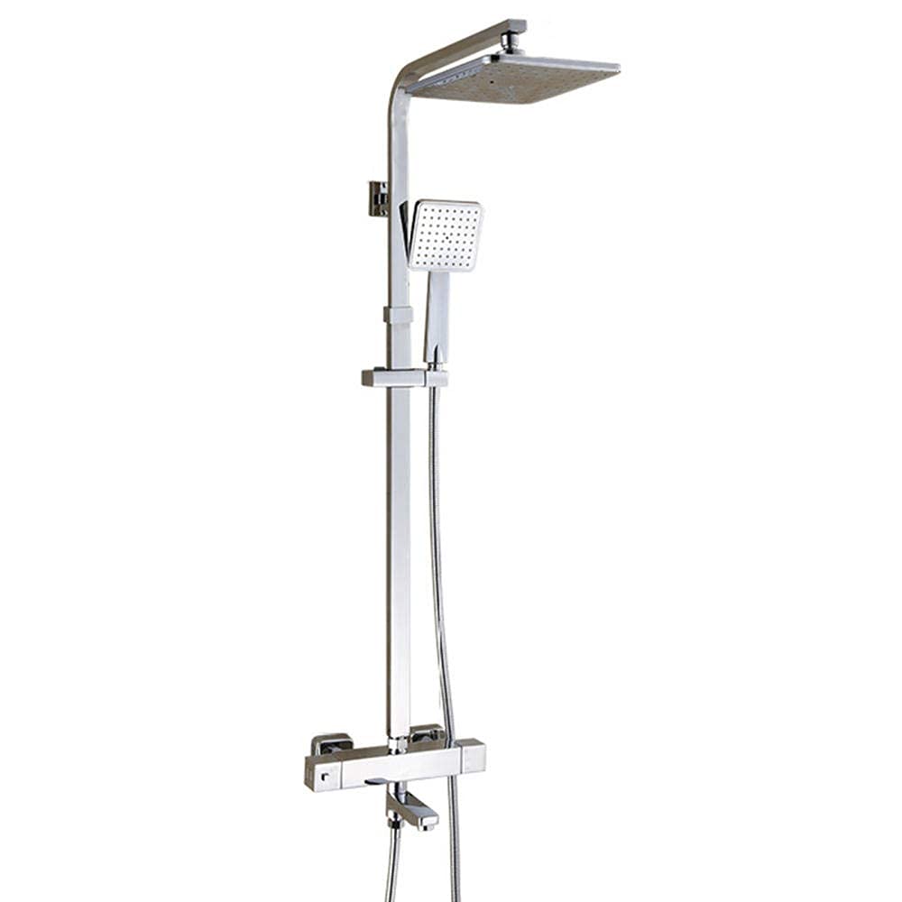 Sjdopulse B Chrome-Plated Thermostatic Shower Mixer Set, Rass Shower Kits With Overhead Shower Head 360 Swivel Faucet Shower Set-,