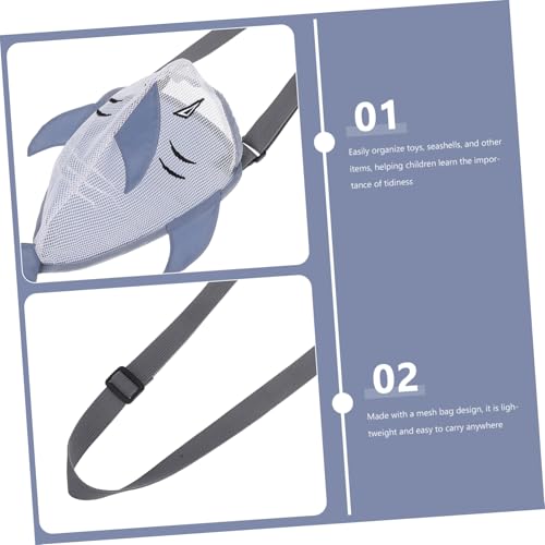 Toyvian Cute Mesh Beach Bag for Boy Girl Fun Collecting Shell Tote Lightweight Grey Design for and Adventures3