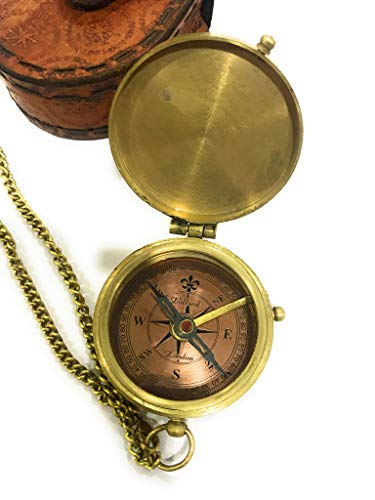 Brújula de campamento grabada con estuche de cuero miniatura 4
