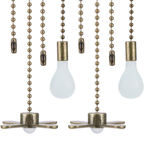 Image of GORGECRAFT 4Pcs Ceiling Fan Pull Chain Extenders Decorative Frosted Bulb and Fan Light Pull String Chain Set Beaded Ball Ornament Extension Pendant for Ceiling Fan Lamp and Bulb Antique Bronze