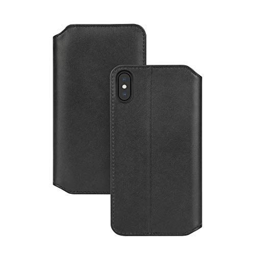 Moshi Overture for iPhone Xs Max Case 6.5-inch, Vegan Leather, Wallet Phone Cover for iPhone Xs Max, Charcoal Black
