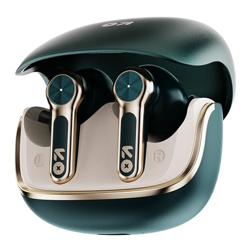GOBOULT Raven in Ear TWS Earbuds with 70H Playtime, App Support, Quad Mic ENC, 50ms Ultra Low Latency, Dual Device Pairing, 10mm Driver, Bluetooth 5.4 Wireless Earbuds (Emerald Green)