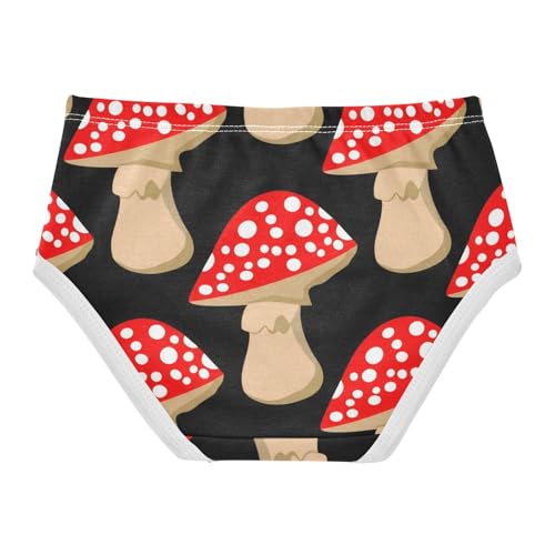 Toddler Girls Underwear 2t Cotton Panties for Girl Personalized Briefs Kids Undies Cute Red Mushroom Black2