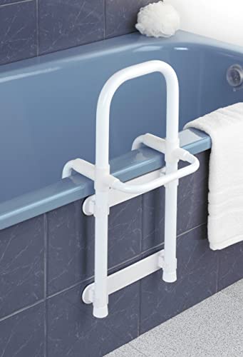 WENKO Secura Einstiegshilfe für die Badewanne, Belastbar mit bis zu 150 kg, Strapazierfähiges Aluminium/Kunststoff, 23 x 52 x 22,5-39 cm, Weiß