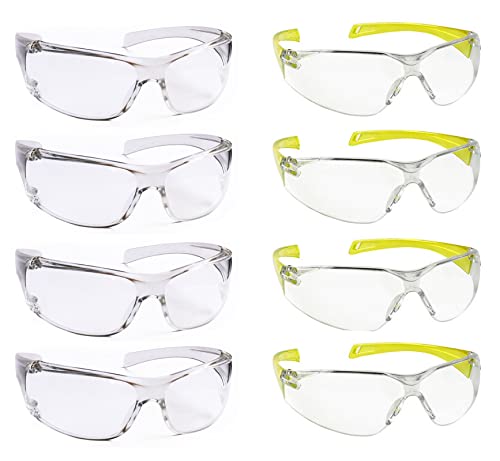 Vezual Safety Goggles UV Protected Clear Framing (4 Nos) & Yellow Framing (4 Nos) Scratch Resistance For Bike Riding, Power Tool, Laboratory, Wood-working (B09NWB61VD) Amazon Price History, Amazon Price Tracker