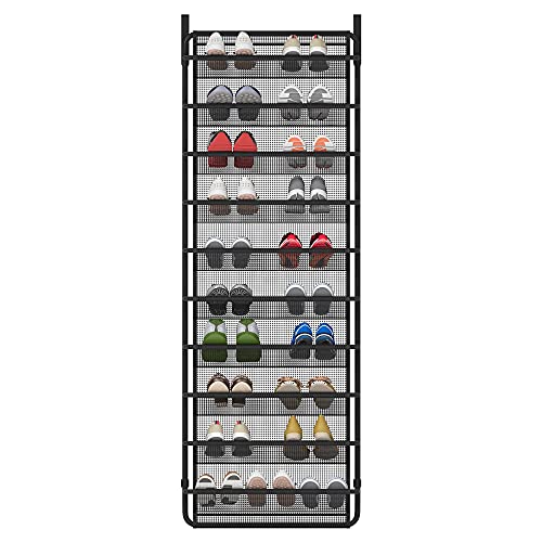 Fkuo 10 Tier Over The Door Shoe Organizer Hanging Shelves Shoe Storage Shoe Rack For Closet Entryway Space Saving (10 Layer, Matte Black) #TOP5