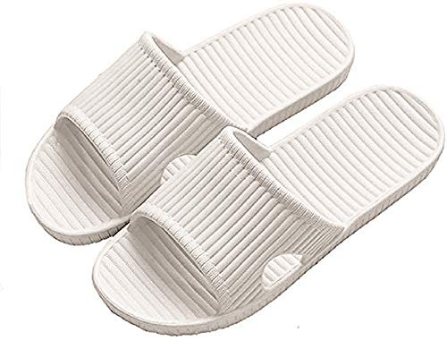 APIKA Women and Mens Anti-Slip Slip-on Slippers Indoor Use Outdoor Use Bath Sandal Soft Foam Sole Pool Shoes House Home Slide(6/7 UK,Grey)
