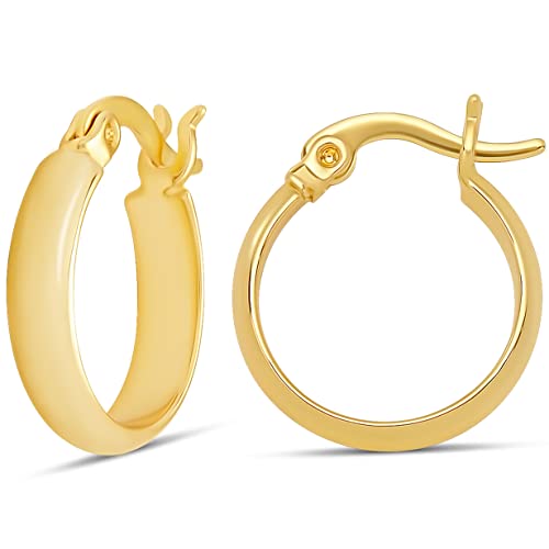 Amazon Essentials 14K Gold Plated Chunky Rounded Hoop 15mm Yellow 14K Gold