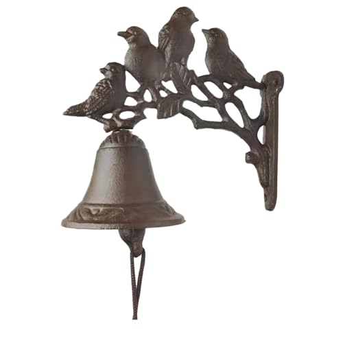 Decorative Entry Bell - Cast Iron Door Chime, Bird Accent Ringer | Classic Farmhouse Fixture Supporting Front Door Installation, Adds Antique Style in Porch Corners, Garden Wall Entrances, and Wooden