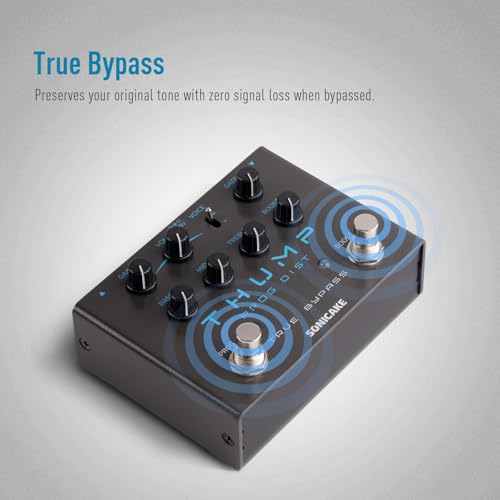 Image of SONICAKE QDS-09 Thump High-Gain Distortion Pedal, Built-in Independent Boost & Noise Gate Guitar Bass Effects Pedal, 2 Tone Modes, Pure Analog Circuit, True Bypass